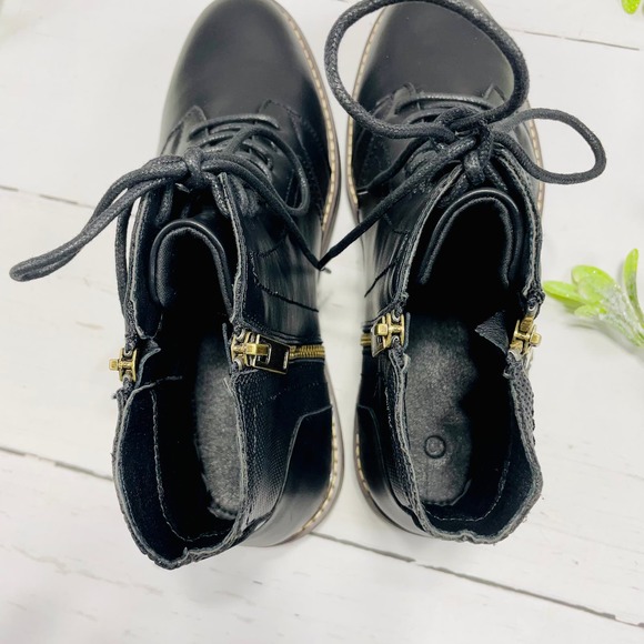 NEW Men's Black Lace-Up Boots with Side Zipper - Size 10 - Picture 8 of 9